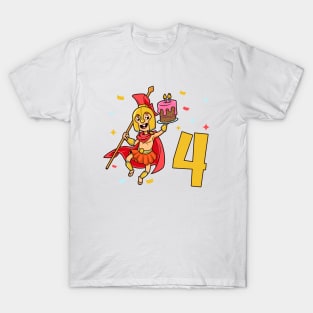 I am 4 with Spartan - kids birthday 4 years old T-Shirt
